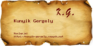 Kunyik Gergely névjegykártya